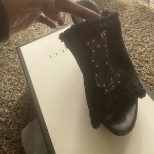 Black ysl clog with gold hardware